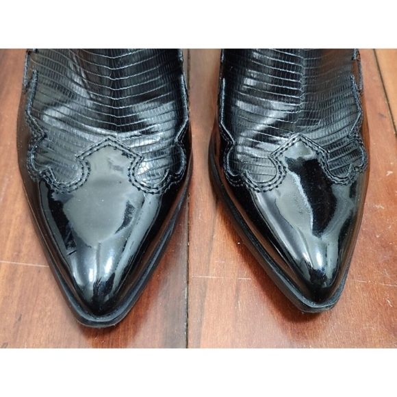 ALDO Nurodeo Black Leather Cowboy Boots Women’s 11 Western Block Heel Pointed - Picture 4 of 15